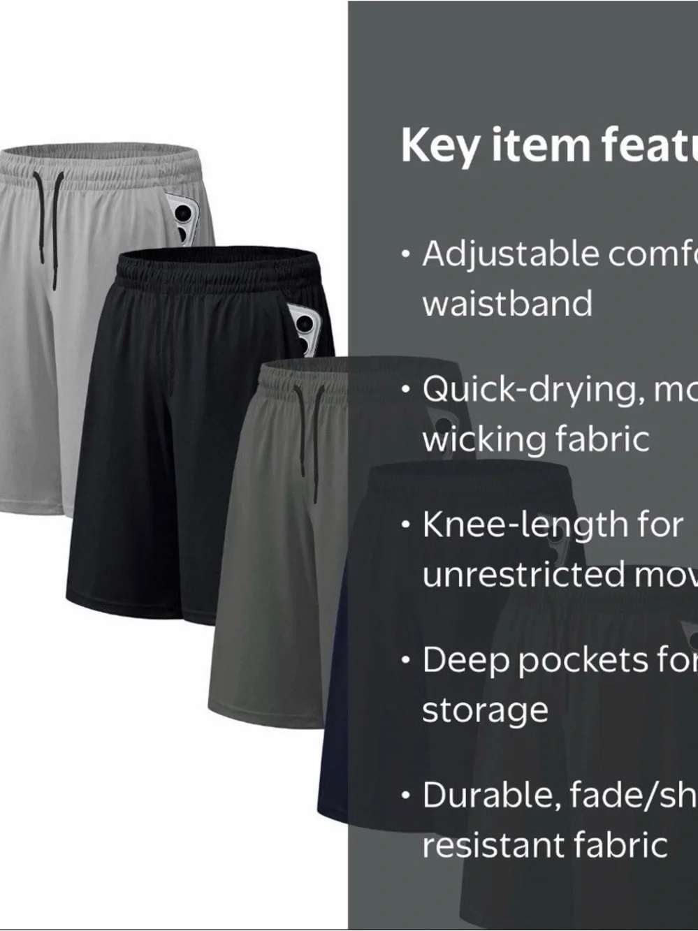 Men’s Athletic Gym Shorts Elastic Waist Moisture Wicking Pockets Size XXL NWT